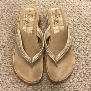 Sbicca rhinestone wedge flip flop sandal